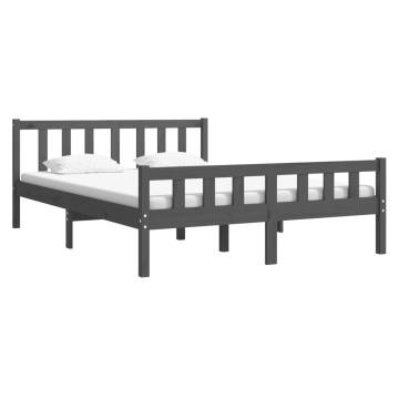 Grey Solid Wood Bed Frame 140x190 cm | Hipomarket