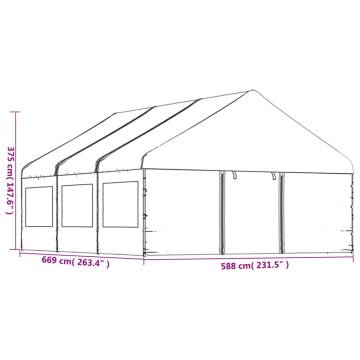 Gazebo with Roof - White 6.69x5.88 m | Durable & Easy Setup