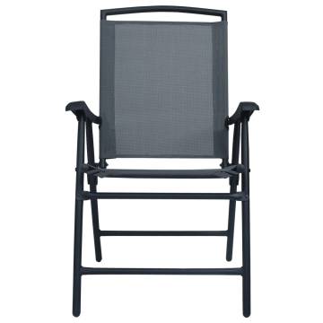 Folding Garden Chairs 2 pcs Texilene Grey - Stylish & Durable