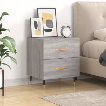 Modern Grey Sonoma Bedside Cabinet - 40x35x47.5 cm