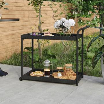 Black Poly Rattan Bar Cart - 100x45x83 cm | HipoMarket