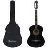 12 Piece Classical Guitar Beginner Set Black 4/4 39" Colour black Size 4/4 39" 