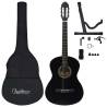 12 Piece Classical Guitar Beginner Set - Black 4/4