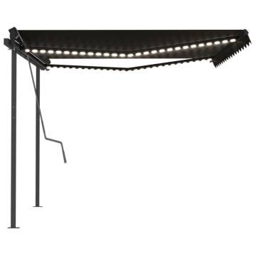 Manual Retractable Awning with LED 4x3.5m Anthracite - Hipomarket