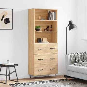 Stylish Highboard Sonoma Oak - 69.5x34x180 cm | Hipomarket