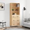 Highboard Sonoma Oak 69.5x34x180 cm Engineered Wood Colour sonoma oak Quantity in Package 1 Model 3 drawers 