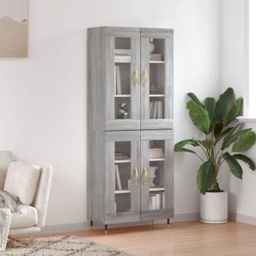 Stylish Highboard Grey Sonoma - 69.5x34x180 cm Engineered Wood