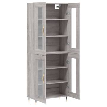 Stylish Highboard Grey Sonoma - 69.5x34x180 cm Engineered Wood