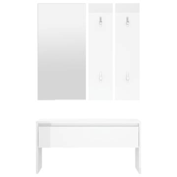 High Gloss White Hallway Furniture Set | HipoMarket