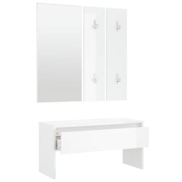 High Gloss White Hallway Furniture Set | HipoMarket