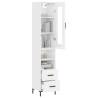 Stylish Highboard in High Gloss White - 34.5x34x180 cm