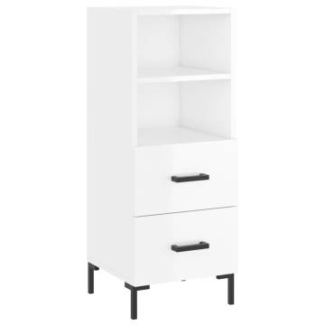 Stylish Highboard in High Gloss White - 34.5x34x180 cm