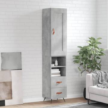 Stylish Highboard in Concrete Grey - 34.5x34x180 cm