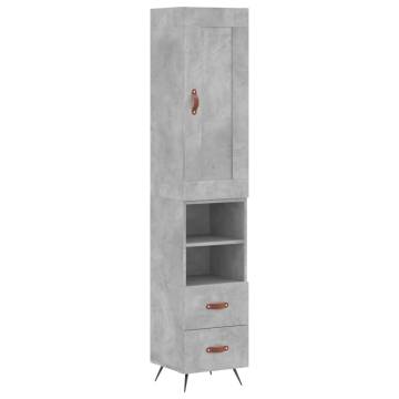 Stylish Highboard in Concrete Grey - 34.5x34x180 cm