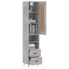 Stylish Highboard in Concrete Grey - 34.5x34x180 cm