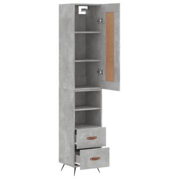 Stylish Highboard in Concrete Grey - 34.5x34x180 cm