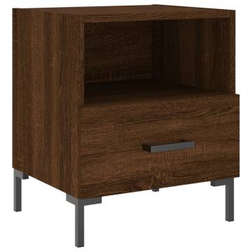 Modern Brown Oak Bedside Cabinet - 40x35x47.5 cm