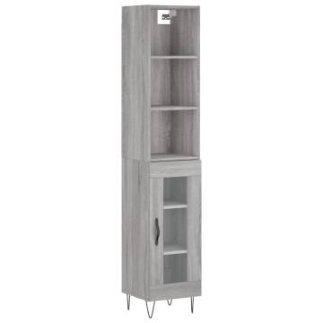 Stylish Highboard Grey Sonoma - 34.5x34x180 cm | HipoMarket