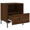 Modern Brown Oak Bedside Cabinet - 40x35x47.5 cm