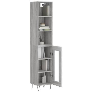 Stylish Highboard Grey Sonoma - 34.5x34x180 cm | HipoMarket