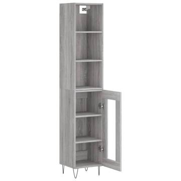 Stylish Highboard Grey Sonoma - 34.5x34x180 cm | HipoMarket