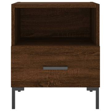 Modern Brown Oak Bedside Cabinet - 40x35x47.5 cm