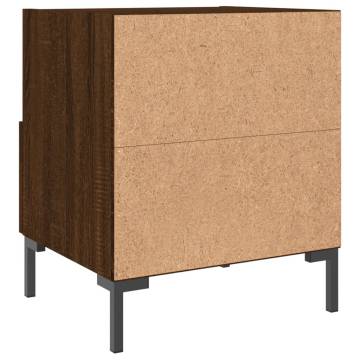 Modern Brown Oak Bedside Cabinet - 40x35x47.5 cm