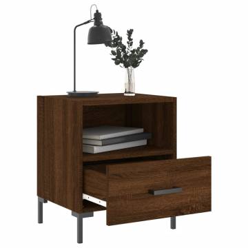 Modern Brown Oak Bedside Cabinet - 40x35x47.5 cm