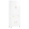 Stylish Highboard High Gloss White - 69.5x34x180 cm