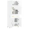 Stylish Highboard High Gloss White - 69.5x34x180 cm