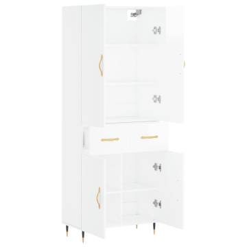 Stylish Highboard High Gloss White - 69.5x34x180 cm