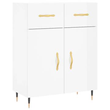 Stylish Highboard High Gloss White - 69.5x34x180 cm