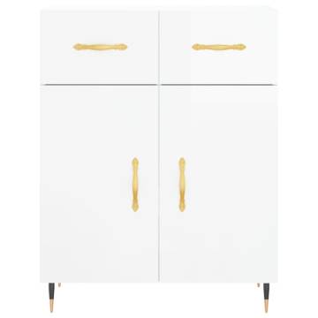 Stylish Highboard High Gloss White - 69.5x34x180 cm