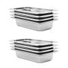 Gastronorm Containers 8 pcs GN 1/3 65 mm Stainless Steel Size 325 x 176 x 65 mm 