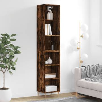 Stylish Highboard in Smoked Oak - 34.5x32.5x180 cm