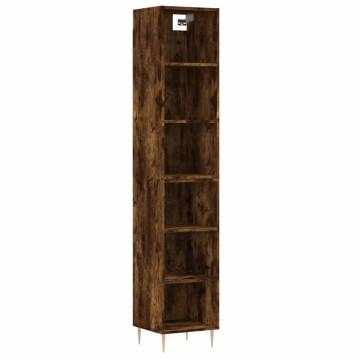 Stylish Highboard in Smoked Oak - 34.5x32.5x180 cm