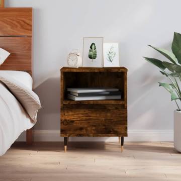 Stylish Smoked Oak Bedside Cabinet - 40x35x50 cm