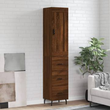 Stylish Highboard Brown Oak - 34.5x34x180 cm | HipoMarket