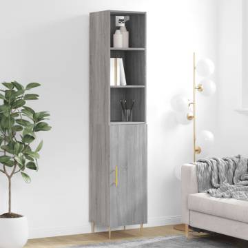 Stylish Highboard Grey Sonoma | Engineered Wood Storage Solution