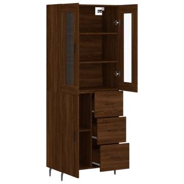 Stylish Highboard in Brown Oak - 69.5x34x180 cm