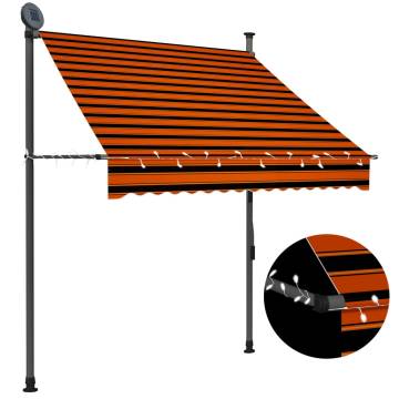 Manual Retractable Awning with LED - 150 cm Orange & Brown