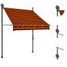 Manual Retractable Awning with LED - 150 cm Orange & Brown