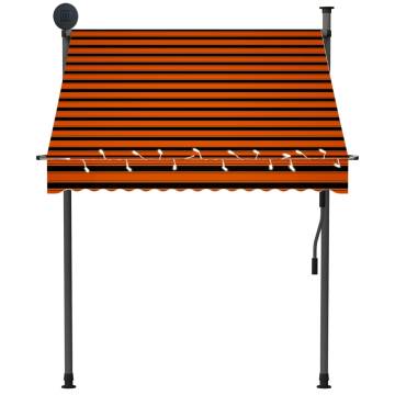 Manual Retractable Awning with LED - 150 cm Orange & Brown