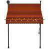 Manual Retractable Awning with LED - 150 cm Orange & Brown