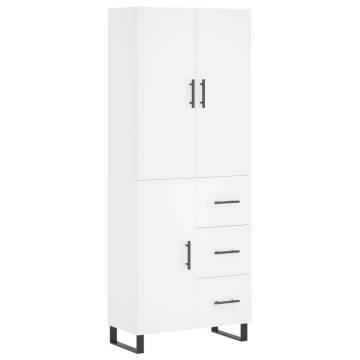 Stylish Highboard White 69.5x34x180 cm - Durable & Elegant