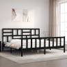 Bed Frame with Headboard Black 200x200 cm Solid Wood Colour black Size 200 x 200 cm 