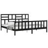 Black Bed Frame with Headboard 200x200 cm | Solid Wood