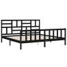 Black Bed Frame with Headboard 200x200 cm | Solid Wood