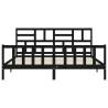 Black Bed Frame with Headboard 200x200 cm | Solid Wood