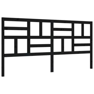 Black Bed Frame with Headboard 200x200 cm | Solid Wood